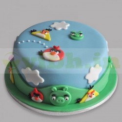 Angry Birds Character Fondant Cake	