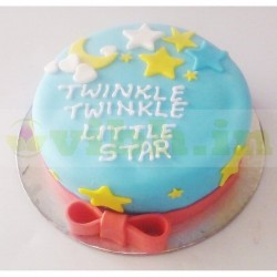 Baby Birthday Fondant Cake	