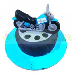 Bike on Tyre Themed Customized Cake	