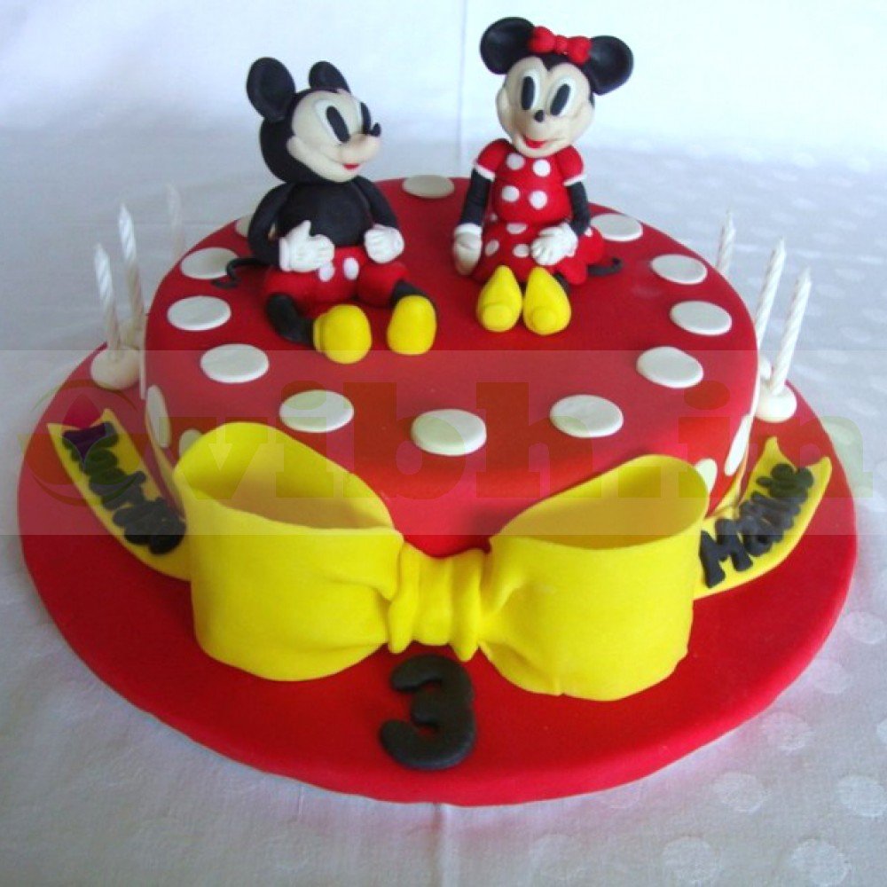 Buy Mickey & Minnie Mouse Fondant Cake Online : DIZOVI Bakery