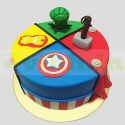 Mighty Avengers Fondant Cake	