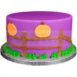 Pumpkin Fence Fondant Cake	
