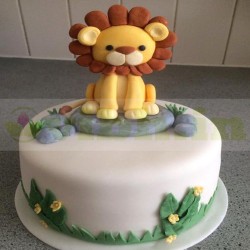 Baby Shower Lion Fondant Cake	