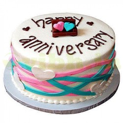 Colorful Anniversary Fondant Cake	