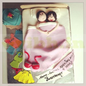 Buy Couple in Bed Anniversary Cake Online : DIZOVI Bakery