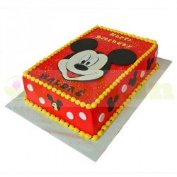 Red Mickey Mouse Fondant Cake	