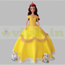 Yellow Barbie Fondant Cake	