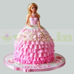 Pink Dress Barbie Fondant Cake	