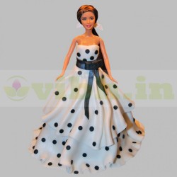 Polka Dots Dress Barbie Fondant Cake	