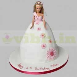 Pristine White Barbie Fondant Cake	