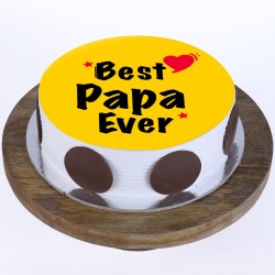 Best Papa Ever Pineapple Round Photo Cake