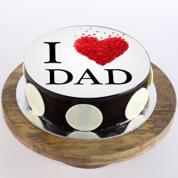 I Love DAD Chocolate Round Photo Cake