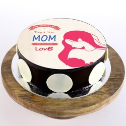 Love Mom Chocolate Round Photo Cake