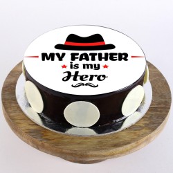 My Dad My Hero Chocolate Round Photo Cake
