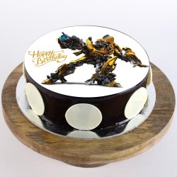 Bumblebee Chocolate Round Photo Cake