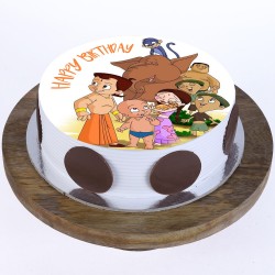Chhota Bheem & Friends Pineapple Round Photo Cake
