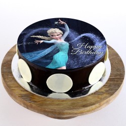 Elsa Chocolate Round Photo Cake