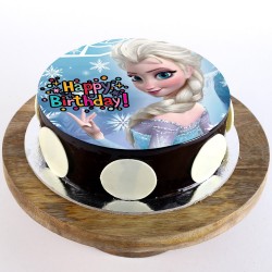Frozen Princess Elsa Chocolate Round Photo Cake