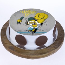 Homer Simpsons Pineapple Round Photo Cake