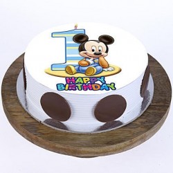 Mickey Mouse 1st Birthday Pineapple Photo Cake