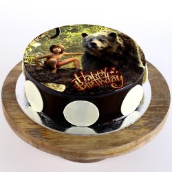 Mowgli Baloo Chocolate Round Photo Cake