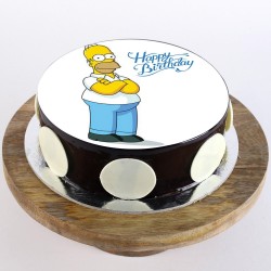 Mr Simpsons Chocolate Round Photo Cake
