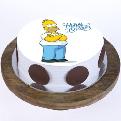 Mr Simpsons Pineapple Round Photo Cake