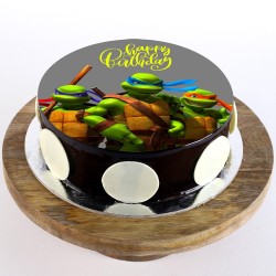 Ninja Turtles Chocolate Round Photo Cake