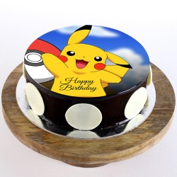 Pikachu Chocolate Round Photo Cake