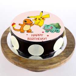Pokemon Chocolate Round Photo Cake