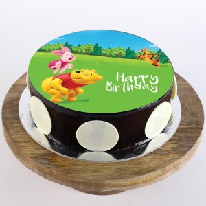 Pooh Tigger Pineapple Round Photo Cake  Delivery in Delhi and NCR  Cake  Express