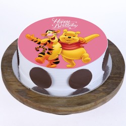 Pooh Tigger Pineapple Round Photo Cake