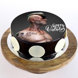 Popeye Chocolate Round Photo Cake