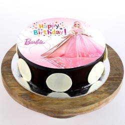 Princess Barbie Chocolate Round Photo Cake