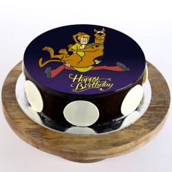 Scooby Shaggy Chocolate Round Photo Cake