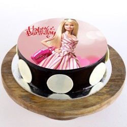Stylish Barbie Chocolate Round Photo Cake
