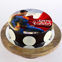 Superman Chocolate Round Photo Cake