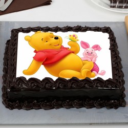 Winnie the Pooh Chocolate Rectangle Photo Cake
