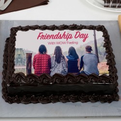 Friendship Day Chocolate Rectangle Photo Cake