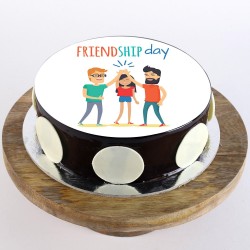 Friendship Day Special Round Chocolate Photo Cake