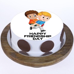 Funky Friendship Day Pineapple Round Photo Cake