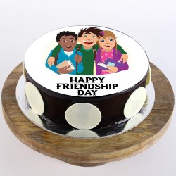 Happy Friendship Day Chocolate Photo Cake