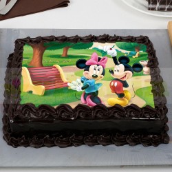 Micky and Minnie Chocolate Rectangle Photo Cake